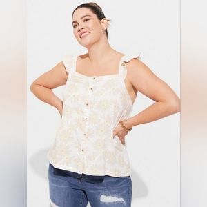 NWT Torrid Double Gauze Ruffle Button Front Tank Top